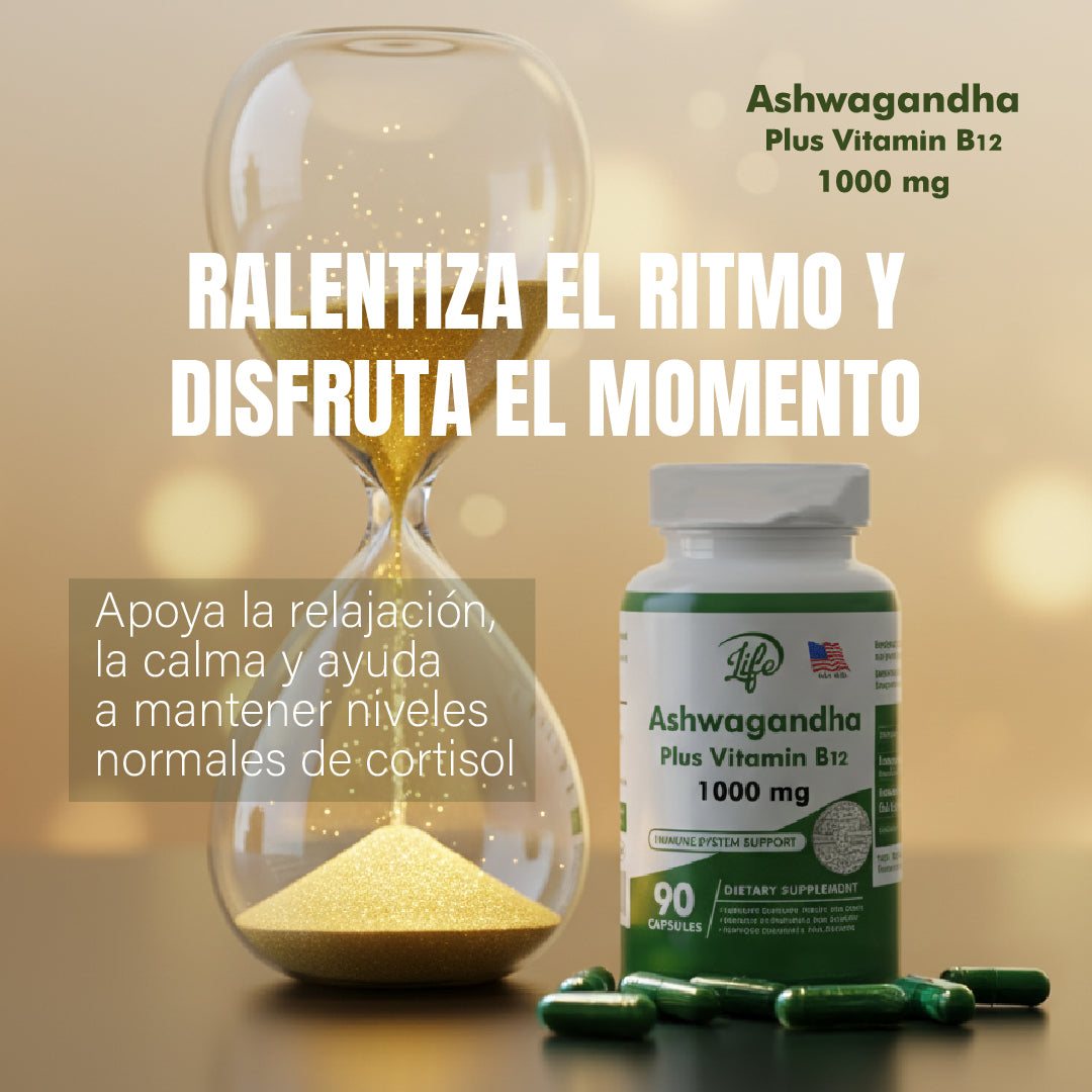 ASHAWAGANDA (BODEGA E) (GINSENG INDIO) + B12 X 90 CAPSULAS